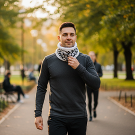 BUFF INVIERNO - CUADRADITOS BLANCO Y NEGRO